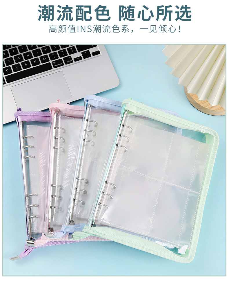 LOMI/乐米瓜瓜6孔3寸小卡册4宫格活页A5A6手账本软面外壳拉链包详情5