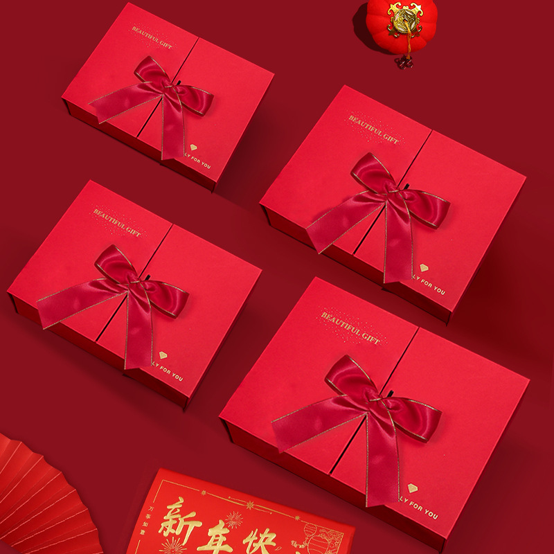 厂家红色对开礼盒结婚喜糖双开门礼品盒创意礼物包装盒现货批发（价格面议）详情图1