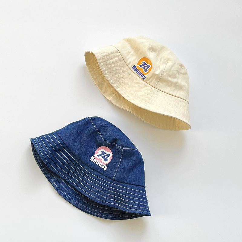Autumn South children's hats, Spring and summer Korean style ins letter outdoor sun protection embroidered basin hats, sun hats, baby fisherman hats Specification image