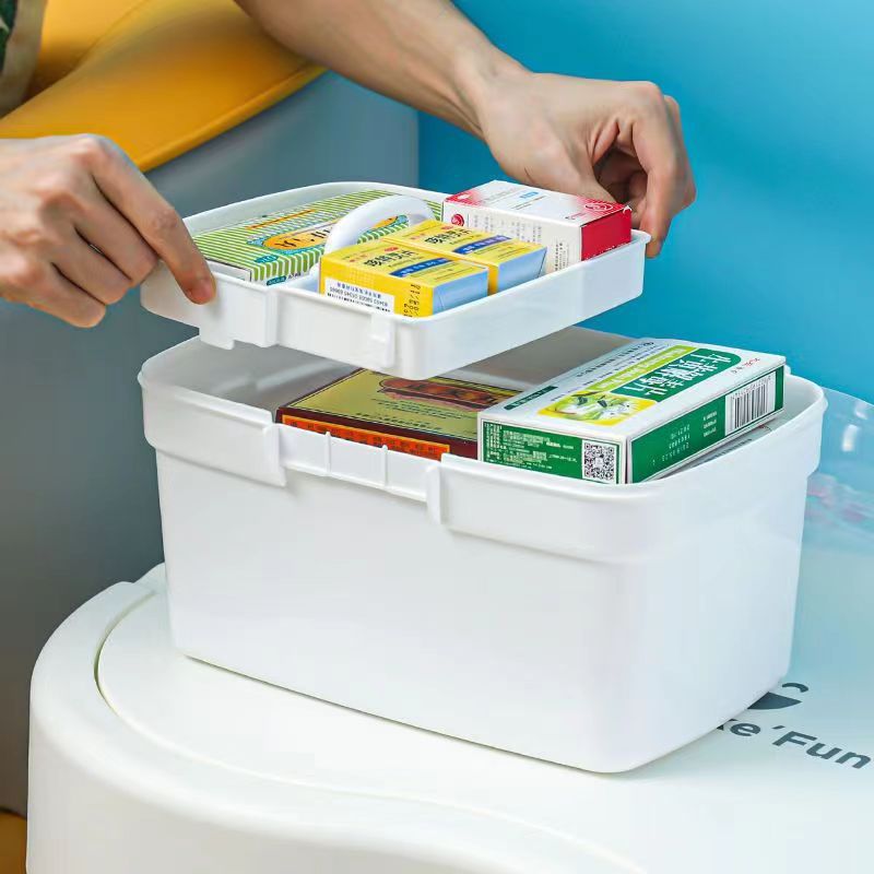 Medical Kit Household Double Plastic Storage Box Portable First Aid Medicine Kit Children's Medical Kit Medicine Organizer Box details Picture