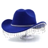 European and American cross-border independent station water diamond tassel water drop Western cowboy top hat, party festival women's felt jazz hat Specification image
