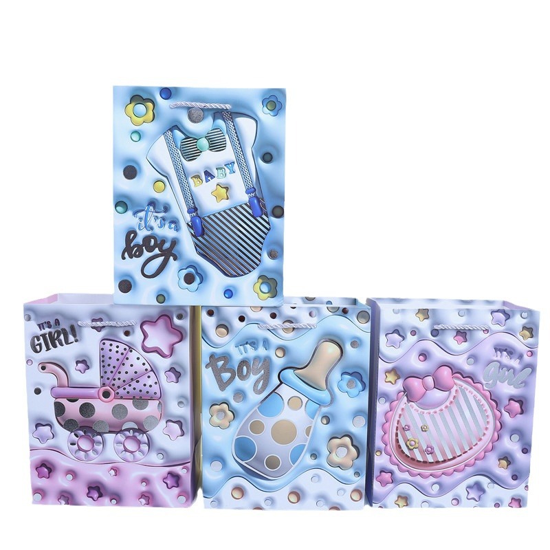 baby series white card handbag, mother and baby store souvenir gift bag, children's quality shopping bag, baby packaging paper bag Item Picture