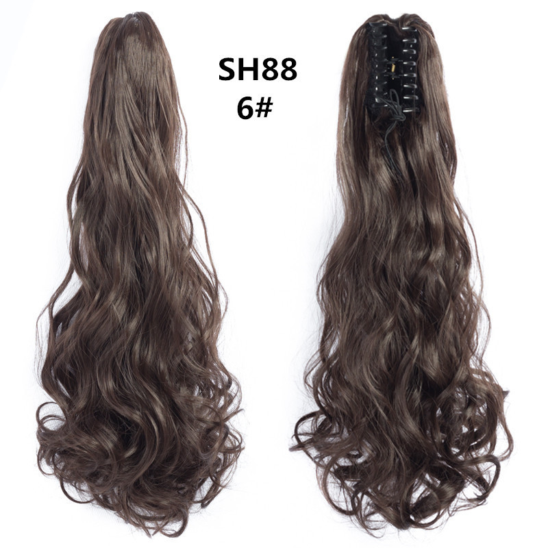 Wholesale of European and American scratch-clip high-temperature silk fashionable wigs, curly ponytail hair bundles from the manufacturer Specification image