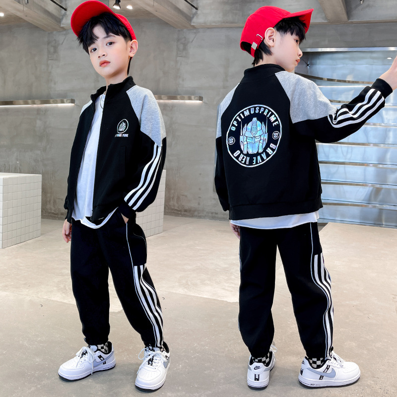 童装春秋新款儿童套装2022韩版男童套装帅气中大童运动套装两件套详情图1