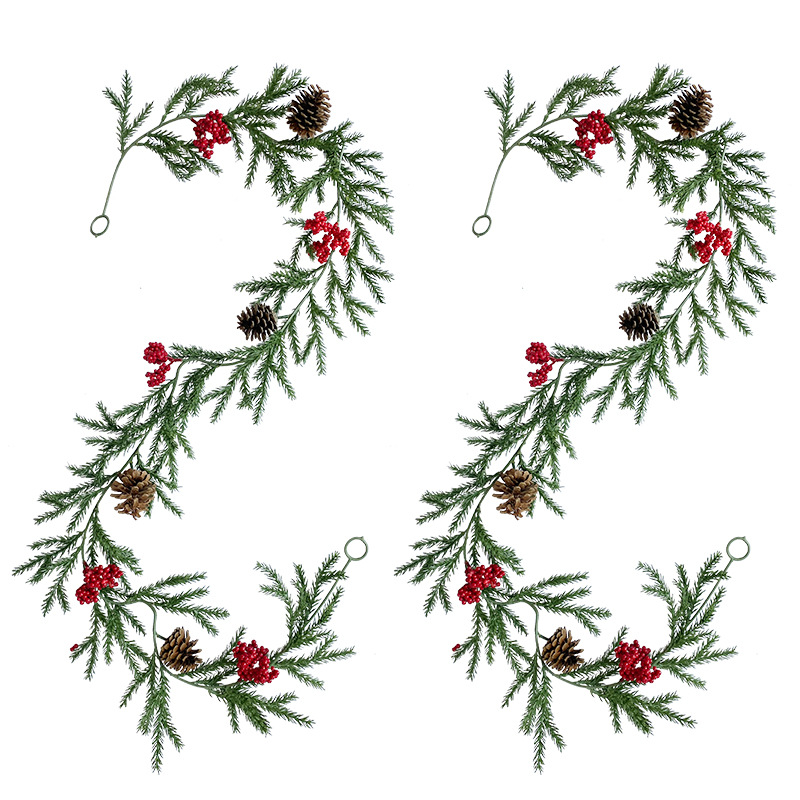 仿真松针藤条 亚马逊圣诞节红浆果松果气氛布置室内绿植松针装饰详情图5