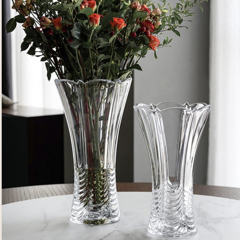 欧式复古台面水晶花瓶客厅家居摆件百合鲜花插花玻璃花瓶水培花器