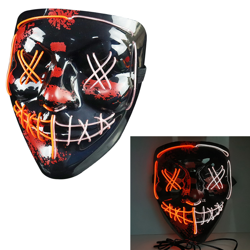 发光面具 左右双色万圣节LED面具 ELMASK节日恐怖道具新款热销详情图2