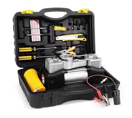 汽车数显双缸带灯气泵工具箱 车载轮胎充气泵组套详情1