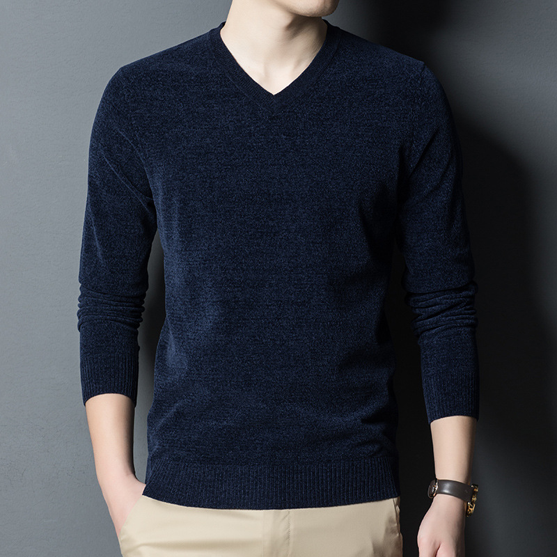 Manzibo mainly promotes the 2022 new casual sweater men's knitted sweater Chenille Youth pullover solid color basic round neck Application Scenario