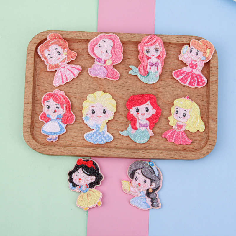 Children's Stationery Pen Badge Bag Accessory Materials Korean Version Diy Phone Case Accessories Cute Princess Glitter Patch Specification drawing