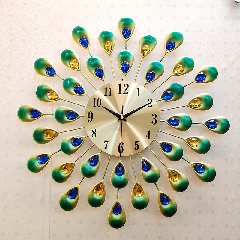 A Red Peacock Wall Clock Living Room Creative Clock Home Quiet Personality Wall Watch Quartz Clock Wholesale Foreign Trade 04