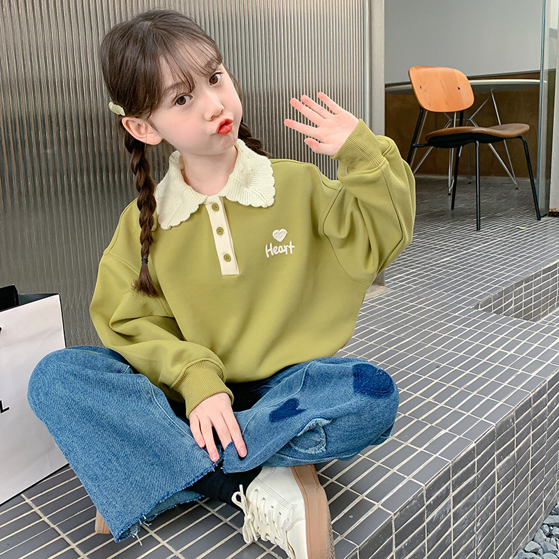 女童卫衣春秋款2025新款洋气儿童春装小女孩春季POLO衫长袖上衣潮
