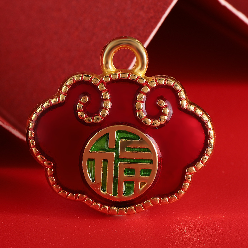 Ancient-style sand-gold Chinese-style accessories, hand-woven diy parts, red rope bracelet ornaments, lucky bags, beaded wealth locks Specification image