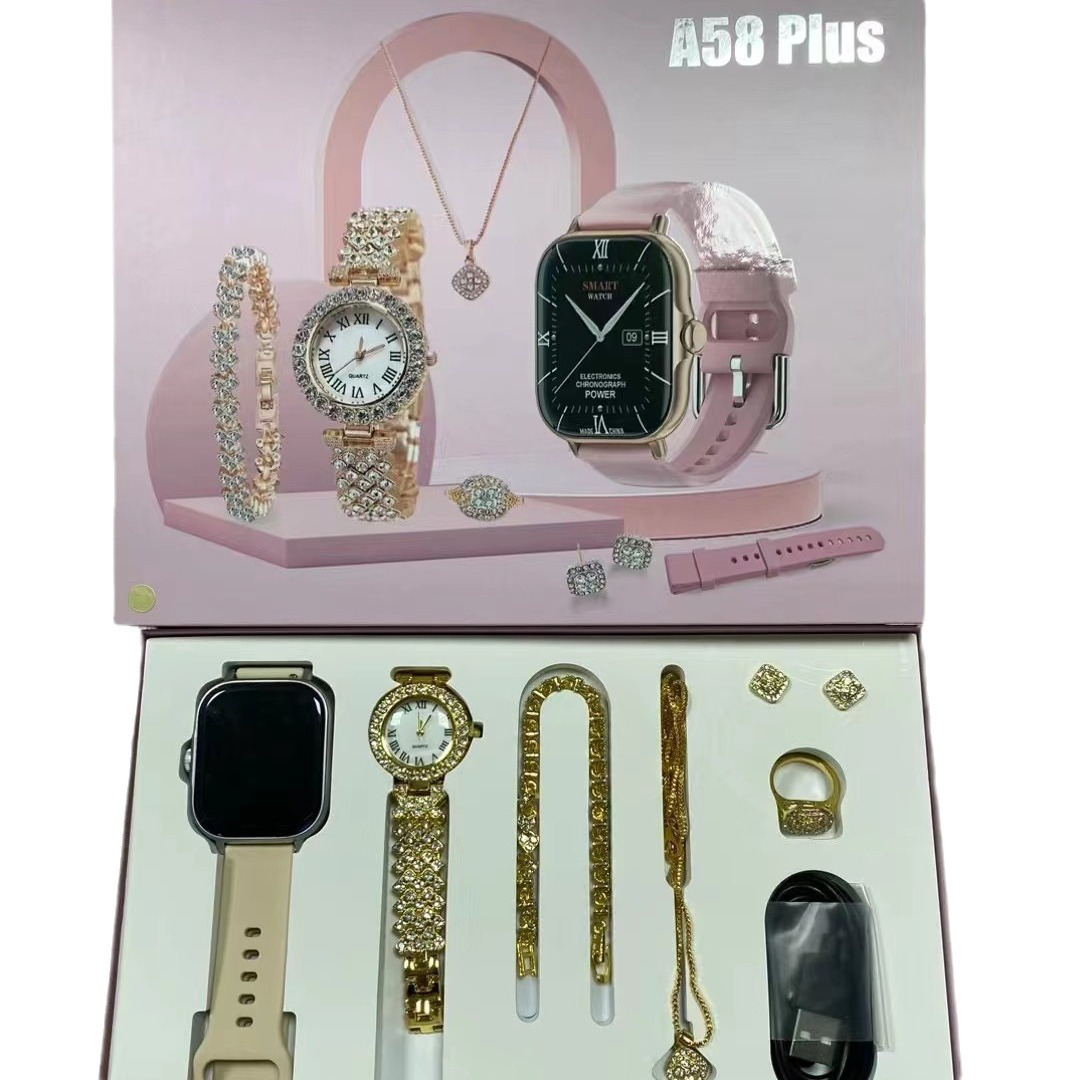 Tiktok cross border A58 plus smartwatch joyas para mujeres conjunto de diamantes 8 en 1 reloj deportivo bluetooth Item Picture