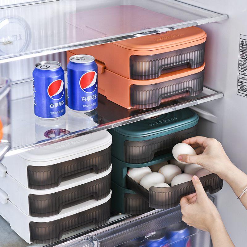 Refrigerator Egg Storage Box Drawer Type Automatic Rolling Food Grade Household Kitchen Storage And Finishing Device details Picture