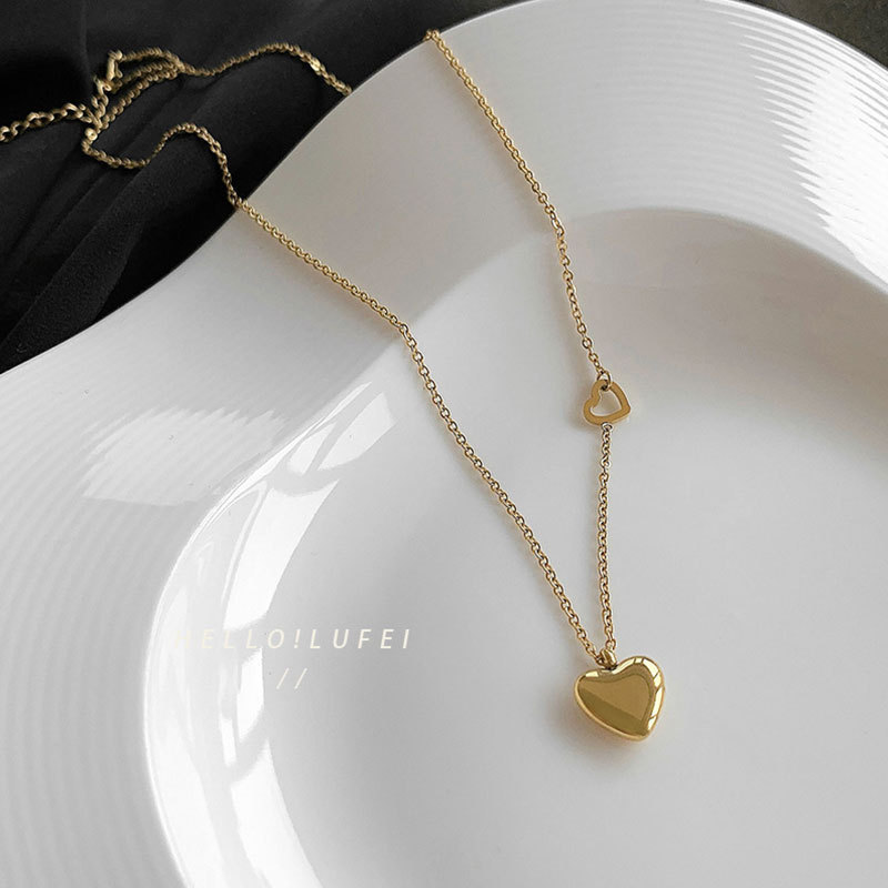 South Korea Love Necklace Female Collarbone Chain Light Luxury Simple Ins All Retro Accessories Female Niche Design Sense Necklace Specification drawing