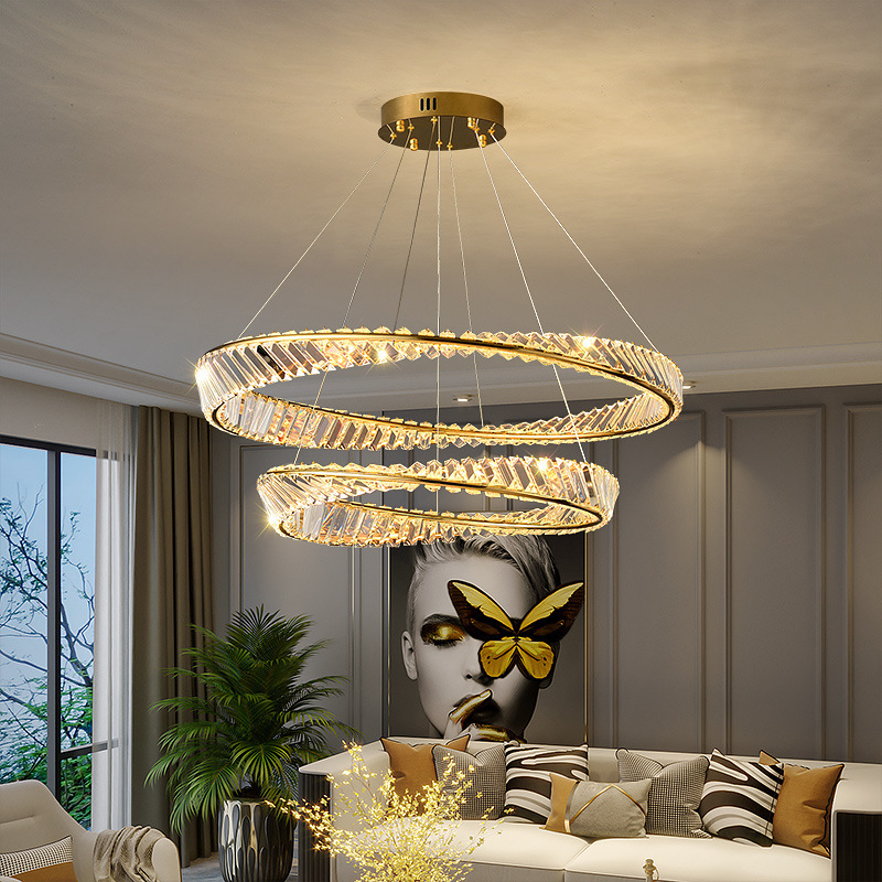 Italian Light Luxury Crystal Lamp Big Living Room Main Chandelier Designer Circular Bedroom Dining Room Post-Modern Simple Lamps