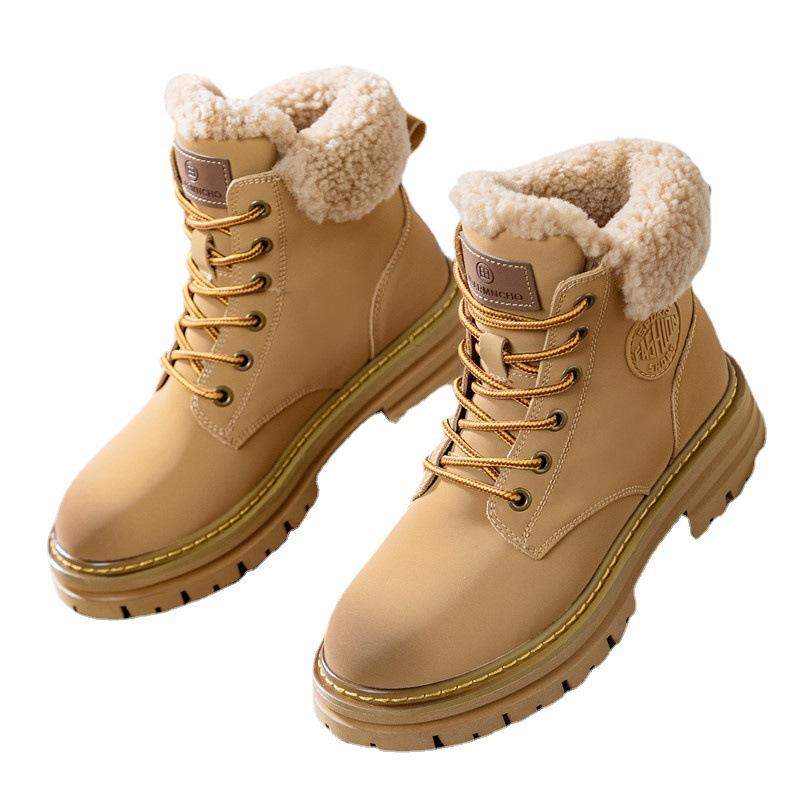 Real Hair Martin Boots Fur One Snow Boots Women 2023 Winter New Big Yellow Boots Women's Shoes A Hair Item Picture