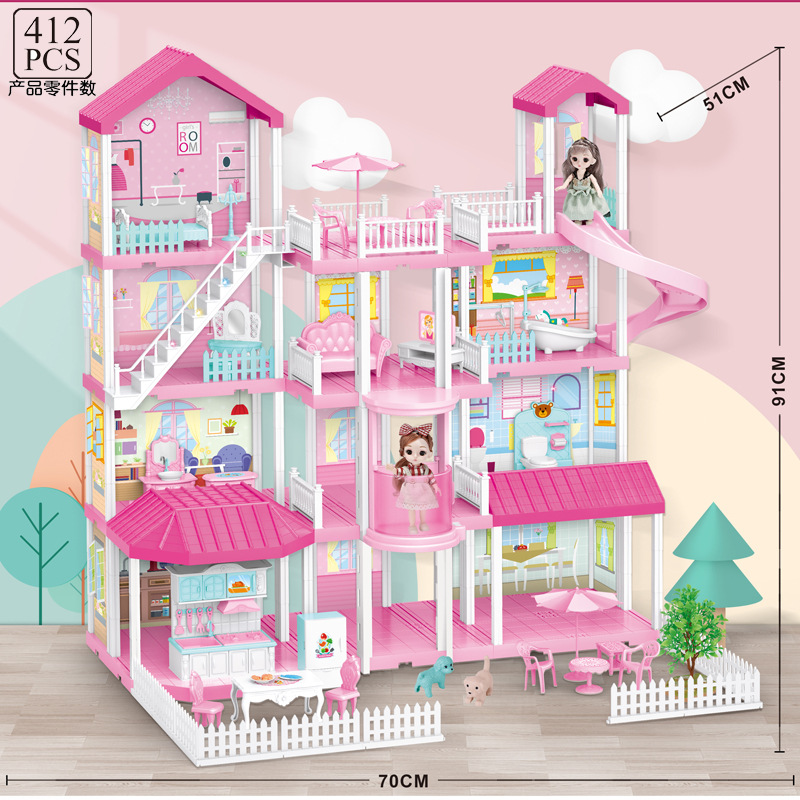 Princess dollhouse, girl playing house, Villa toys, simulation Princess castle set, house model, birthday gift Application Scenario