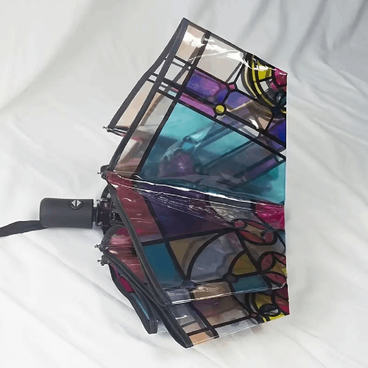 TEMU代发代贴标签厂家透明全自动折叠伞浪漫诗歌图案跨境专供雨伞详情3