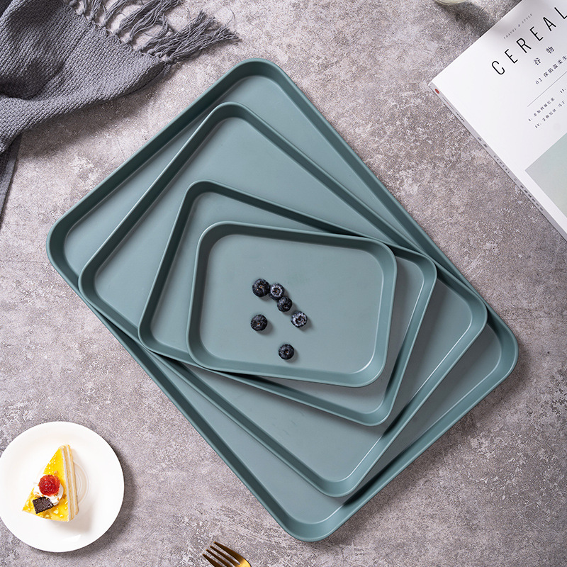 Cross-border special rectangular trays, water cups, dining trays, restaurant-specific tea cups, melamine imitation porcelain round trays Specification image
