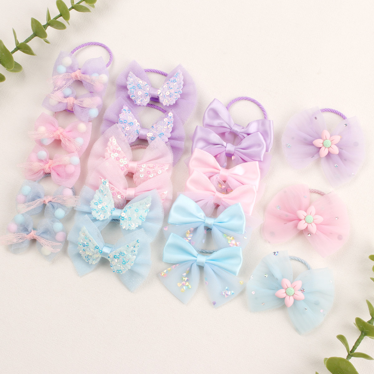 Korean Fabric Bow Children's Hair Band Cute Girl Lace Mesh Hair Accessories New Little Girl Head Rope Band details Picture