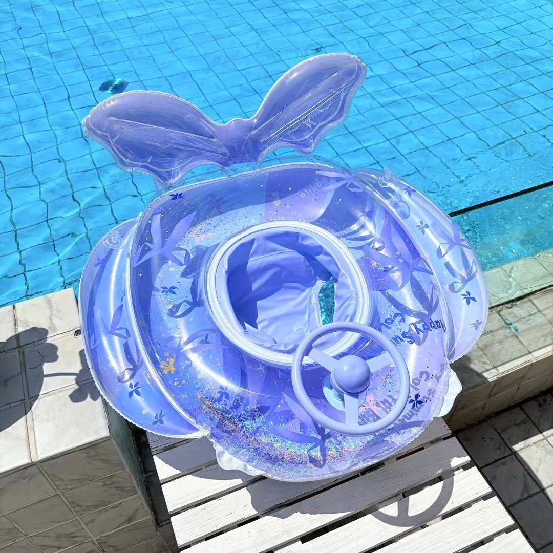 Amazon swimming rings for adults, parents and children, sequined petal swimming rings for men and women, underarm rings, inflatable water swimming rings, bow float rings details Picture