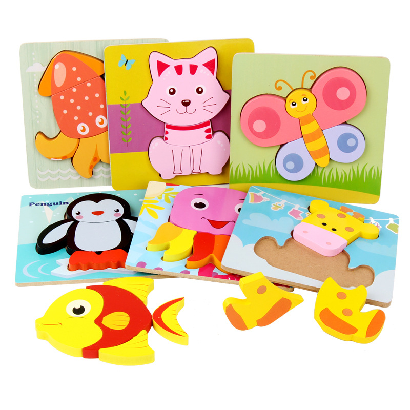 Dani Qite infant and toddler Cartoon Animal 3D Puzzle Wholesale Wooden puzzle toys Early Education and Intelligence building blocks Item Picture