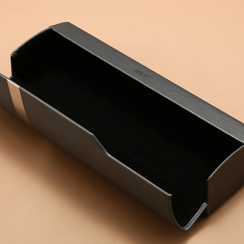 光学眼镜盒批发拉丝翻盖手工盒银条不规则学生光学镜盒 可印LOGO产品图