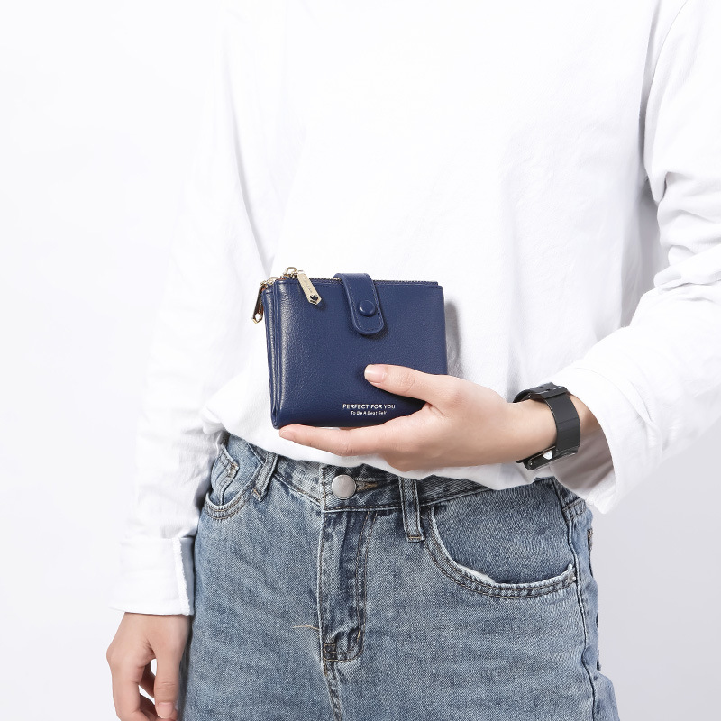 Cross-border wiesen monedero para mujeres monedero corto cartera de cuero simple pu zero cartera cartera de tarjetas moda cremallera clutch details Picture