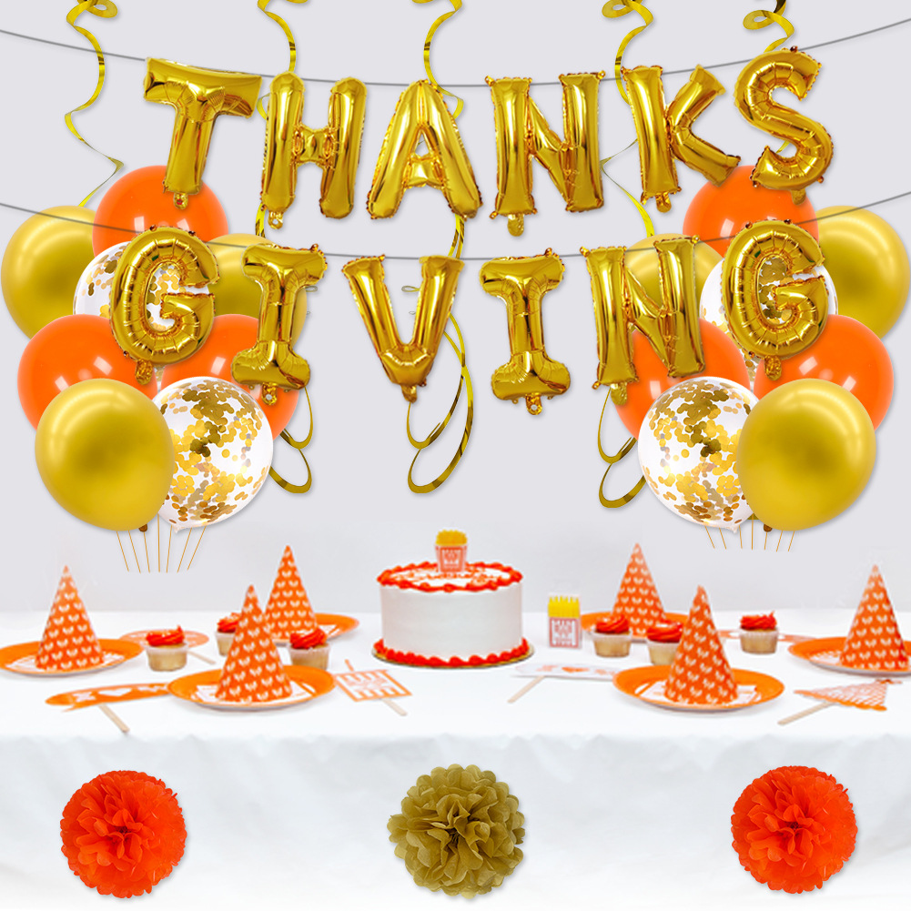 Thanksgiving Balloon Party Balloon Wholesale Interior decoration scene arrangement 16 "letter Thanksgiving balloons Happy Application Scenario