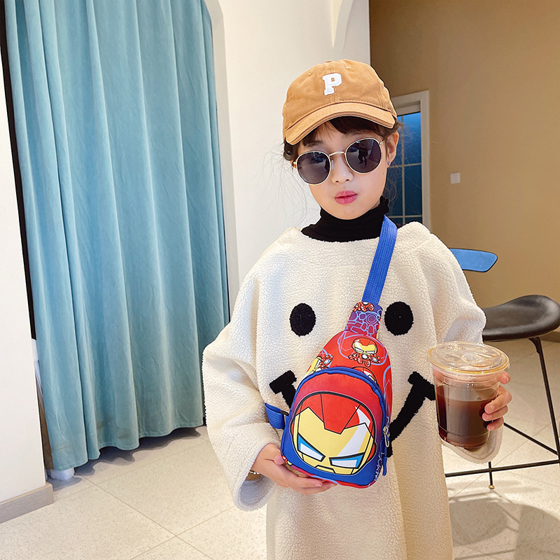 Children's Crossbody Bag Boy Chest Bag Fashion Canvas Mini Fanny Pack Korean Version Cute Baby Bag Backpack Specification drawing