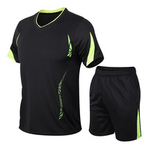 速干短袖运动套装男夏季健身短裤跑步足球服两件套一件代发