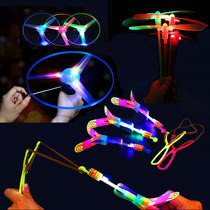 Cross-border luminous bamboo dragonfly flash flying fairy slingshot flying arrow flying saucer square small toys hot wholesale children