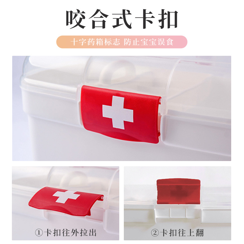 Household portable storage box, medicine box, plastic portable large-capacity double-layer storage box, medicine box can be processed with LOGO Application Scenario
