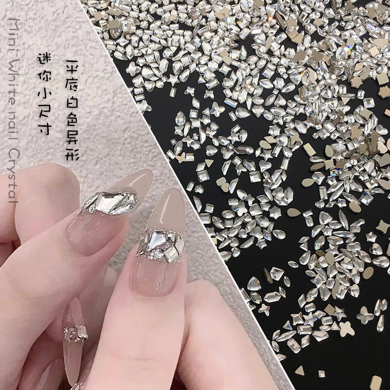 美甲异形钻平底不掉底小钻饰混装小号平底钻整批爆闪美甲饰品碎钻