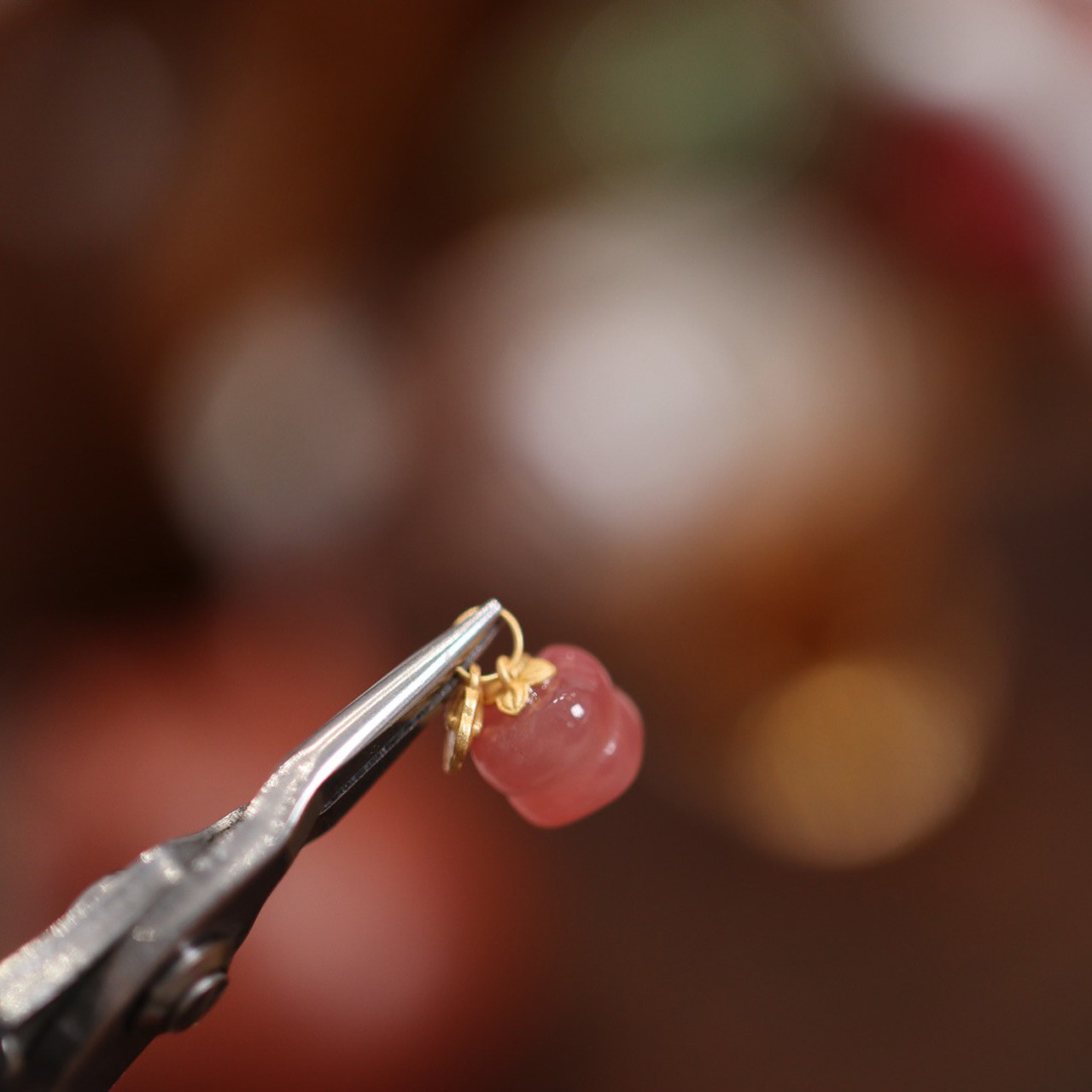 New natural salt source agate jewelry pink accessory S925 silver gold-plated non-red salt Source Ruyi persimmon accessory details Picture