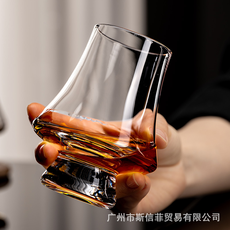 水晶玻璃闻香杯威士忌酒杯粗瘦腰品鉴杯大肚洋酒杯子郁金香干邑杯