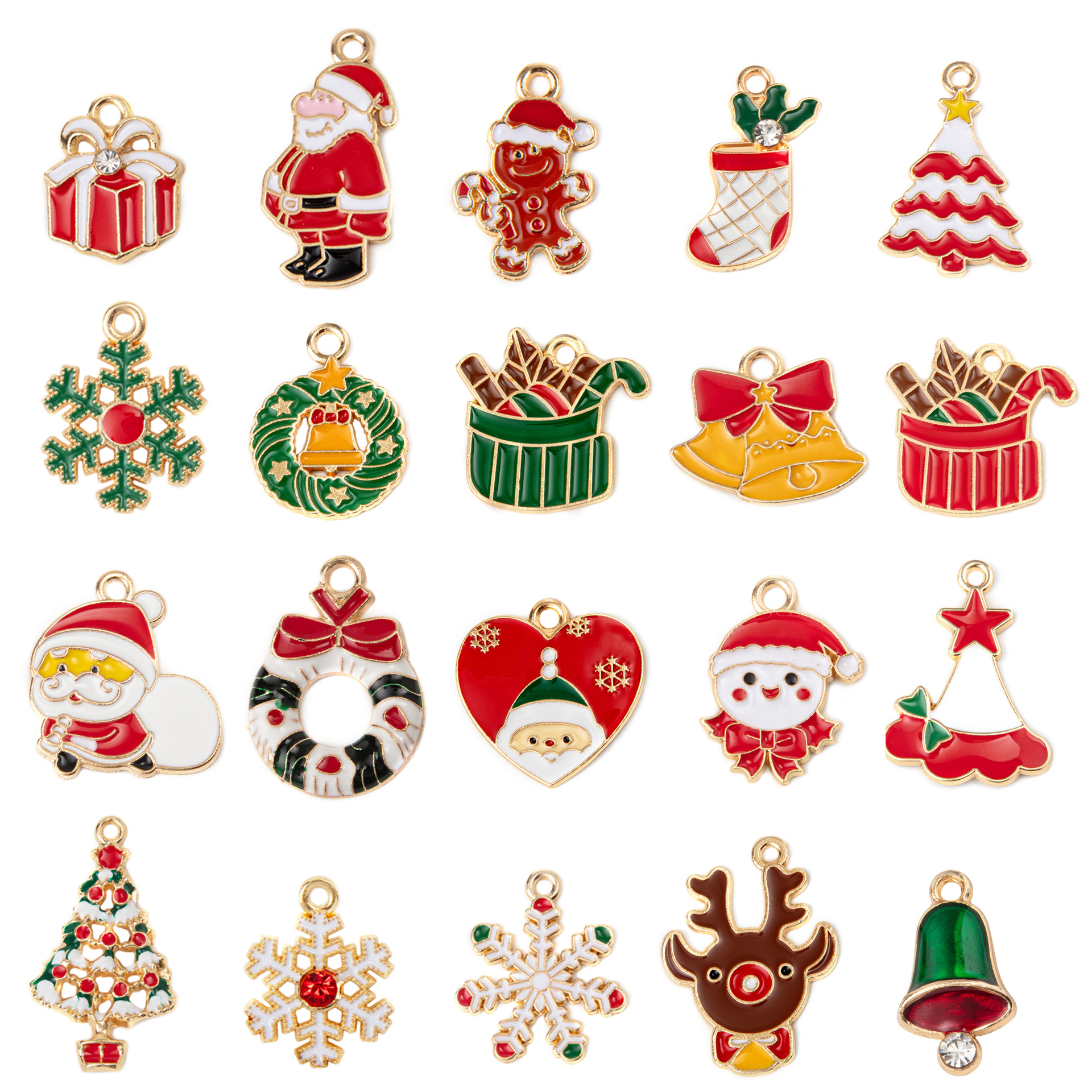 Christmas European and American diy alloy pendants, snowflake oil drop earrings, bracelets, keychains, small pendants, diy jewelry accessories