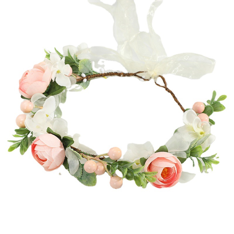 欧美花环头饰/新娘头饰仿真/欧美风头戴花白底实物图