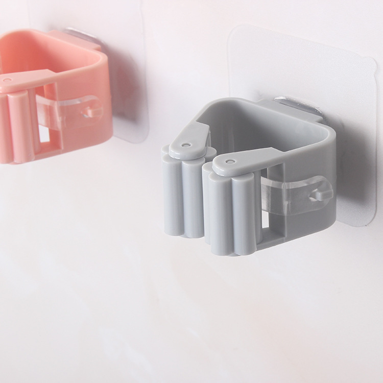 Nail Free Multi-Functional Traceless Mop Rack Bathroom Wall Hanging Storage Hook Broom Mop Clip Hanging Mop Rack Application Scenario