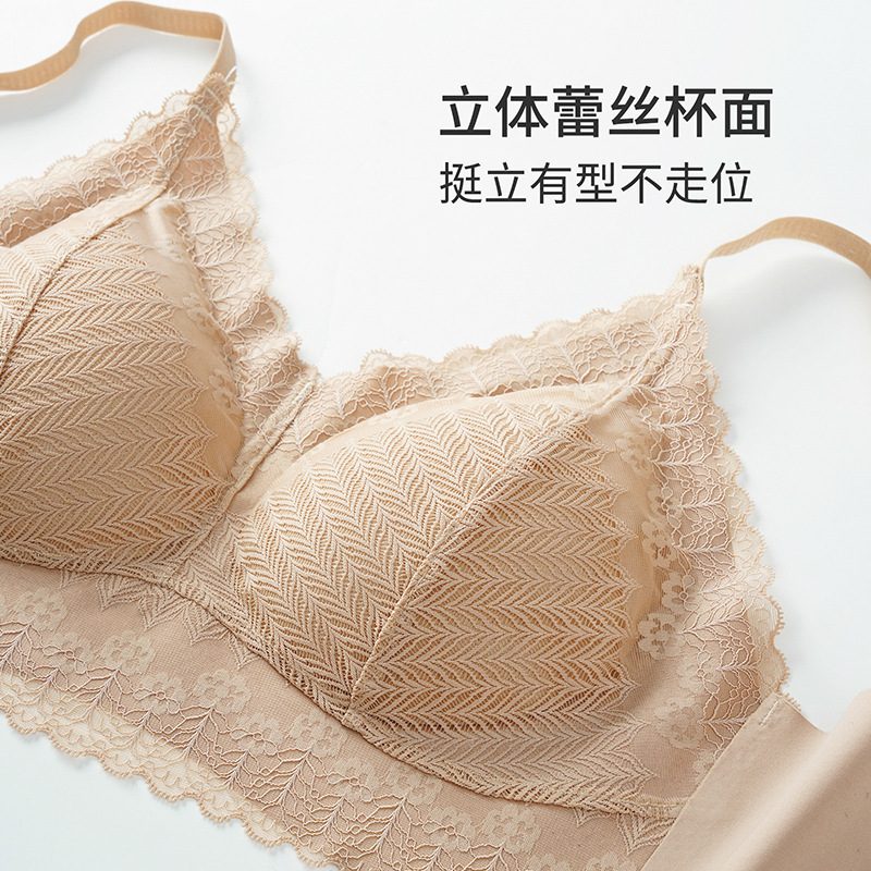 French Sexy Lace Bra No Underwire No Trace Underwear Lace Beautiful Back Halter Top Top Lace Bra details Picture