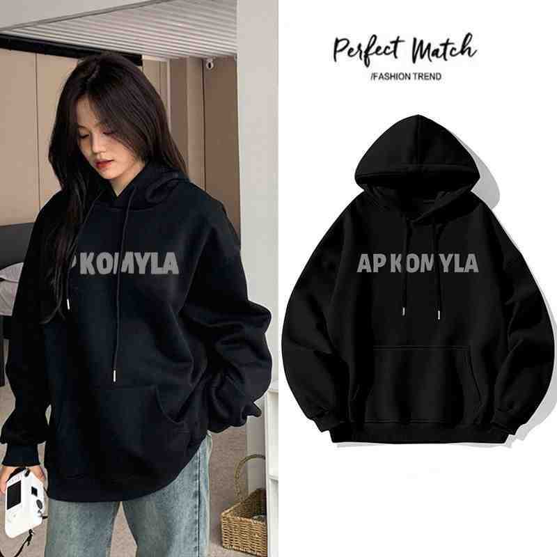 In-stock cross-border Taiwan hooded T-shirt, university T-shirt, long-sleeved hoodie, women's autumn and winter top, thickened brush, loose and casual Specification image