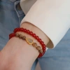 Natural 6MM red agate double-ring bracelet, agarwood yellow crystal bracelet, new Chinese-style gourd best friend gift wholesale Specification image