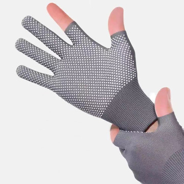 Women's summer sun protection, tea-picking, labor protection, glue dispensing, anti-slip, cycling, outdoor, men's two-finger-exposed, split-finger touch screen thin gloves Specification image