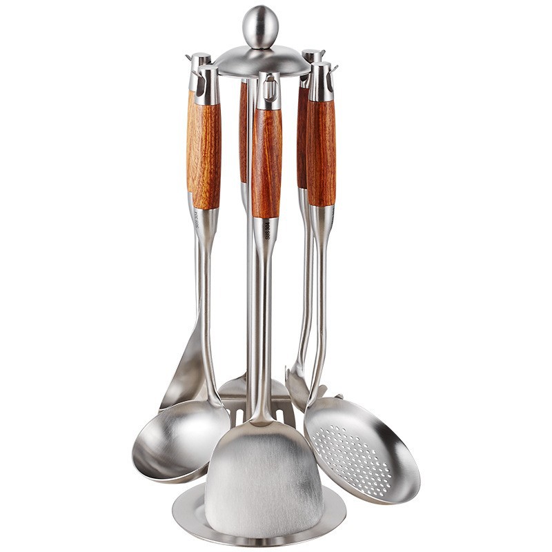 Kitchenware set: Spatula, household 304 stainless steel stir-frying spatula, soup spoon, complete kitchen cooking utensils and cooking tools Item Picture