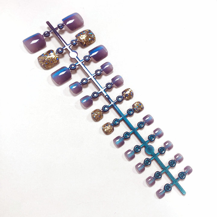 夏天必备24片全号脚趾大亮片预制穿戴甲爆闪成品脚趾甲贴片量大批详情28