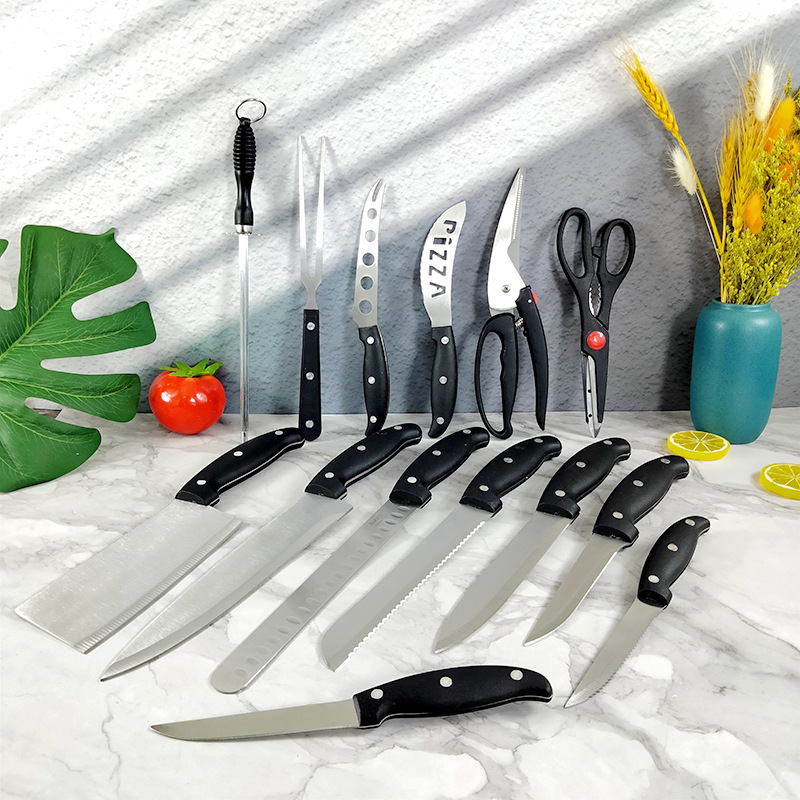 Manufacturers Stock 25 Sets Of Leather Box Knife Set Stainless Steel Kitchen Knife Chef Knife Scissors Pizza Steak Knife Gift Box Set