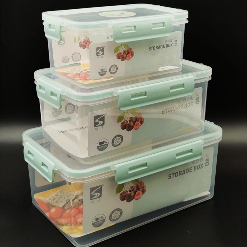 Rectangular medium-sized daily necessities storage box, refrigerator storage box, food storage box, food-grade kitchen storage building blocks Specification drawing