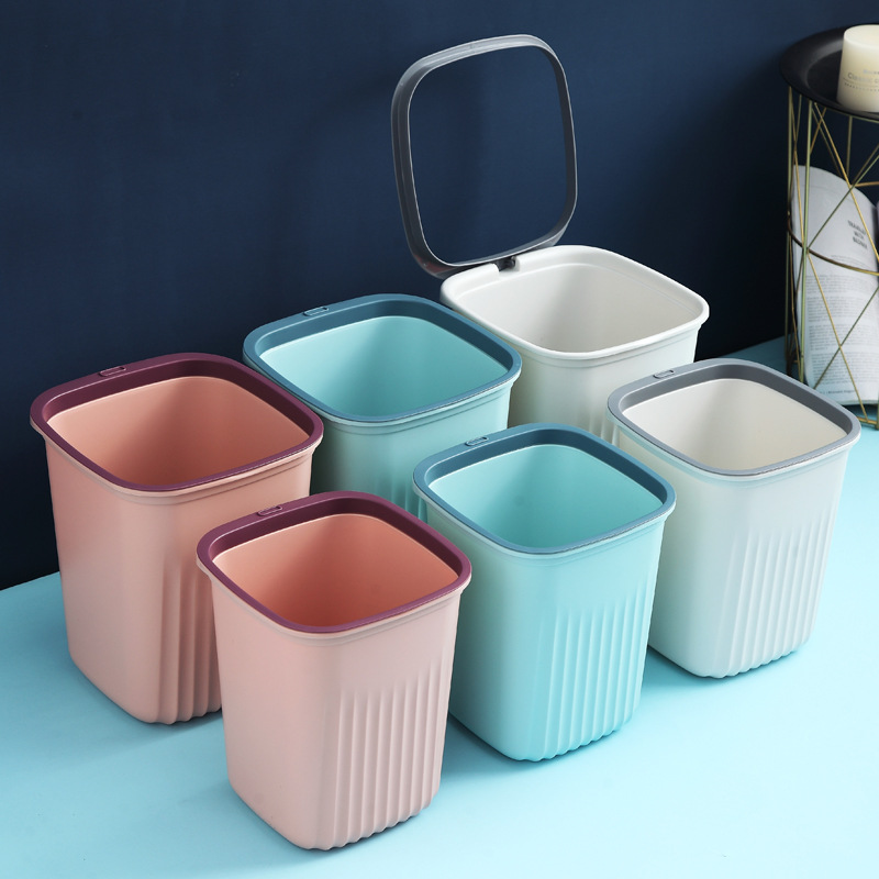 Large trash cans, household kitchen waste baskets, office garbage classification storage bins, thickened uncovered pressure ring paper baskets details Picture